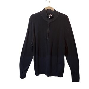 Michael Kors Mens XL Navy Blue 1/4 Zip Mock Neck Long Sleeve Cotton Knit Sweater